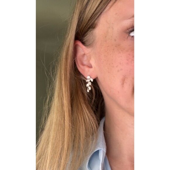 Tiffany & Co. Garland Leaf Diamond Earrings Platinum 1" Drop Dangle Rare - Picture 4 of 8